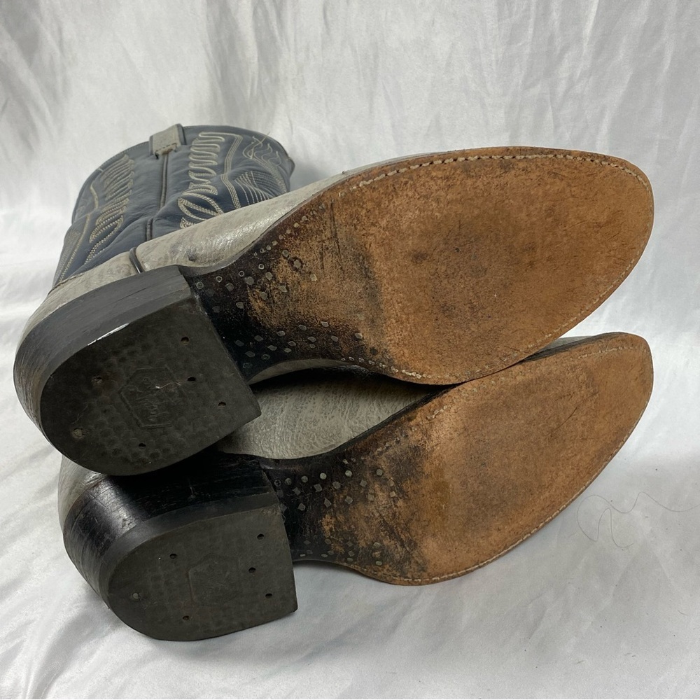 Tony Lama Men’s Gray Western Cowboy Boots Size 7 B Style 8086 - Picture 13 of 16